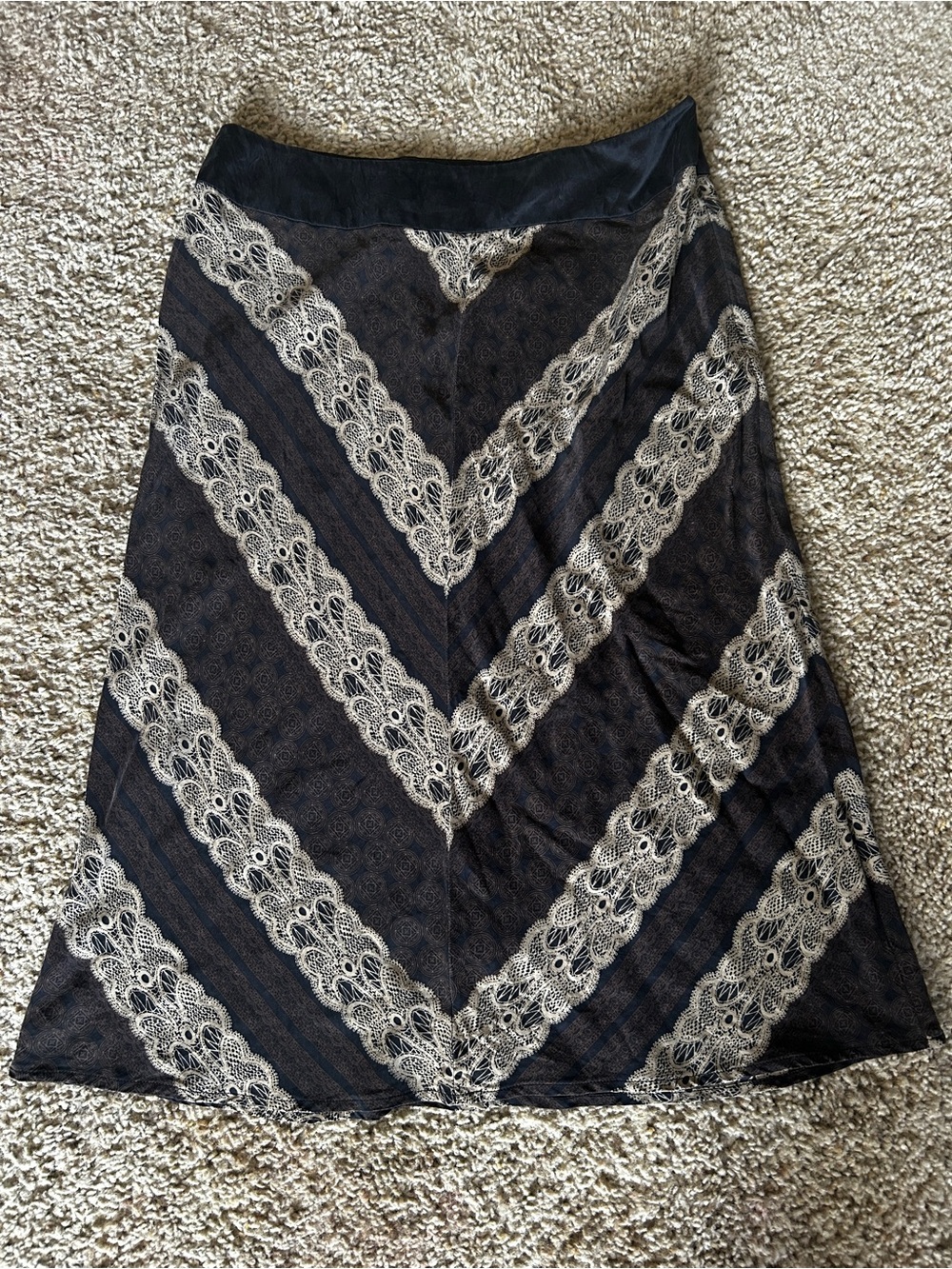 Alfani Silk Skirt with Tan, Brown & Black